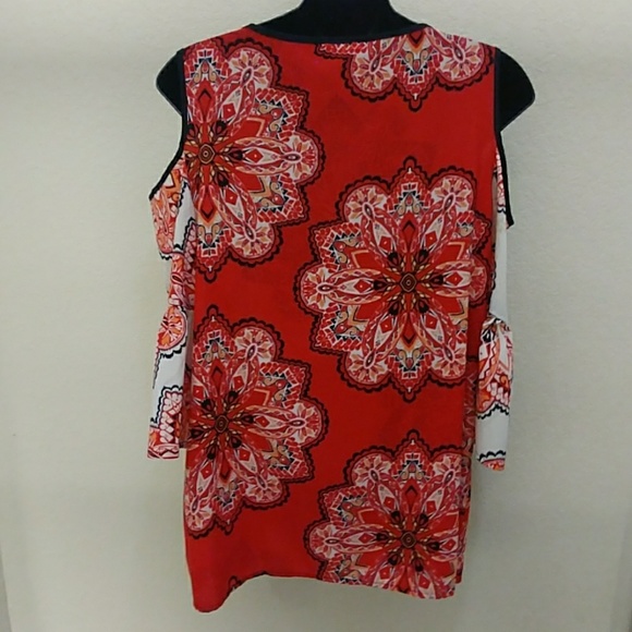 Chico's Printed Cold Shoulder Top - Picture 5 of 8
